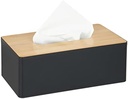 Cutie de șervețele Relaxdays cu capac din bambus, pentru baie, design modern, plastic, HxLxA: 10 x 26 x 14 cm, negru/natural