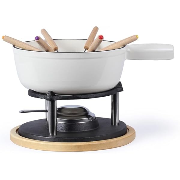 Set fondue 6 furculite alb - men390