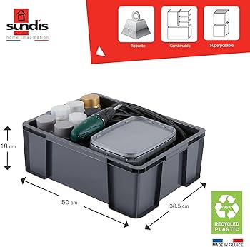 Sundis set de 3 MASTER BOX, 45L - modular si stivuibil - gri antracit