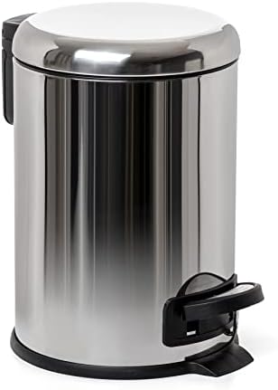 Coș de cosmetice TATAY cu pedală din oțel inoxidabil, capacitate 3L, interior detașabil, închidere moale, fără BPA, culoare neagră. Dimensiuni: 17,5 x 22,5 x 25 cm.