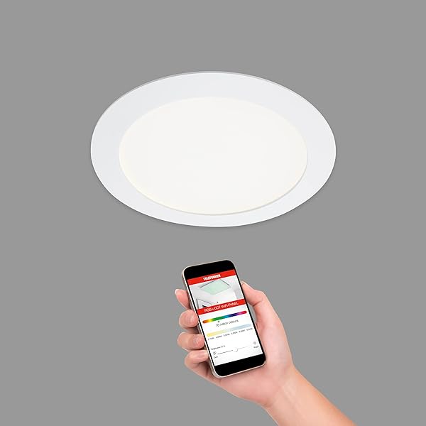 TELEFUNKEN - Spot încastrat LED inteligent ultra plat, spot LED WiFi, control aplicație, control vocal, culori deschise colorate și tonuri de alb, telecomandă, dimensiuni de instalare 110X30 cm, 6 W, 600 Lm, alb