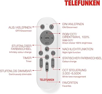 TELEFUNKEN - Spot încastrat LED inteligent ultra plat, spot LED WiFi, control aplicație, control vocal, culori deschise colorate și tonuri de alb, telecomandă, dimensiuni de instalare 110X30 cm, 6 W, 600 Lm, alb