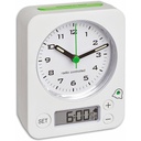 TFA Dostmann 60.1511 Ceas radio cu alarmă combinat cu oră analogică și oră digitală, deosebit de silențios și precis, alb-verde, 9 x 4 x 11,5 cm, plastic