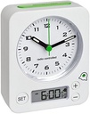 TFA Dostmann 60.1511 Ceas radio cu alarmă combinat cu oră analogică și oră digitală, deosebit de silențios și precis, alb-verde, 9 x 4 x 11,5 cm, plastic