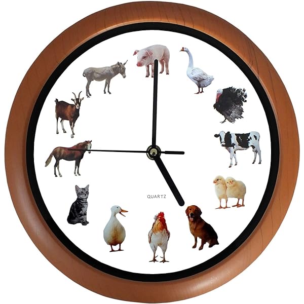Ceas de perete pentru copii TFA Dostmann LITTLE ANIMALS cu motive animale, mișcare liniștită, ideal pentru camera copiilor, plastic, albastru deschis, ((L) 309 x (L) 44 x (H) 309 mm