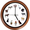 Ceas de perete pentru copii TFA Dostmann LITTLE ANIMALS cu motive animale, mișcare liniștită, ideal pentru camera copiilor, plastic, albastru deschis, ((L) 309 x (L) 44 x (H) 309 mm