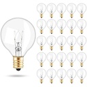 Thokono Pachet de 25 becuri de înlocuire G40 Bec G40 Globe tungsten, IP44, listat UL, rezistente la apă, alb cald, stil Edison, pentru bază E12 7 W pentru grădină