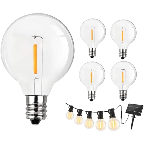 Thokono Pachet de 25 becuri de înlocuire G40 Bec G40 Globe tungsten, IP44, listat UL, rezistente la apă, alb cald, stil Edison, pentru bază E12 7 W pentru grădină