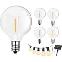 Thokono Pachet de 25 becuri de înlocuire G40 Bec G40 Globe tungsten, IP44, listat UL, rezistente la apă, alb cald, stil Edison, pentru bază E12 7 W pentru grădină