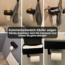Suport hârtie igienică negru, suport hârtie igienică Heatigo fără găurire cu cutie de șervețele umede, suport hârtie igienică, suport hârtie igienică cu raft pentru baie, autoadeziv sau găurit (negru mat)