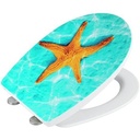Scaun de toaleta premium WENKO Beach, suprafata lucioasa, capac de toaleta cu mecanism soft-close, din termoplastic rezistent la rupere, dimensiuni (L x A): 36,5 x 45 cm, multicolor