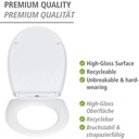 Scaun de toaleta premium WENKO Beach, suprafata lucioasa, capac de toaleta cu mecanism soft-close, din termoplastic rezistent la rupere, dimensiuni (L x A): 36,5 x 45 cm, multicolor