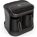 Coș de gunoi cosmetic WENKO Leman, 3 litri, coș de gunoi de baie cu strat anti-amprentă, suport pentru geanta, oțel inoxidabil, 17x25x22,5 cm, negru metalic