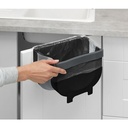Coș de gunoi cosmetic WENKO Leman, 3 litri, coș de gunoi de baie cu strat anti-amprentă, suport pentru geanta, oțel inoxidabil, 17x25x22,5 cm, negru metalic
