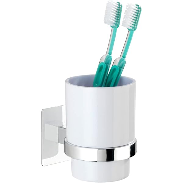 Cupa de igienă dentară WENKO Turbo-Loc - se fixează fără găurire, Oțel, 7,5 x 10 x 9 cm, Crom