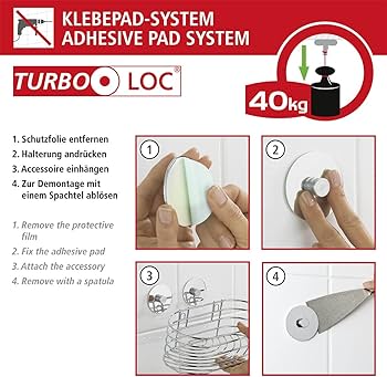 Cupa de igienă dentară WENKO Turbo-Loc - se fixează fără găurire, Oțel, 7,5 x 10 x 9 cm, Crom