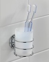Cupa de igienă dentară WENKO Turbo-Loc - se fixează fără găurire, Oțel, 7,5 x 10 x 9 cm, Crom