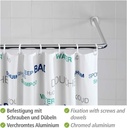 Tijă de duș în unghi WENKO pentru căzi și căzi de duș, 3 opțiuni diferite de combinație, tijă extra lată (Ø25mm), instalație de găurire, aluminiu rezistent la rugină și durabil, alb