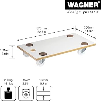 Ajutor de transport Wagner MM 1319 I 57,5 x 30 x 10 cm - capacitate de incarcare 200 kg - acoperire speciala I tampoane anti-alunecare I cea mai buna mobilitate I usor de curatat I durabil si robust - 20131901