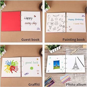 Album foto ZEEYUAN Pagini albe mari DIY Scrapbooking pentru bricolaj Perfect ca album de călătorie cu carte de oaspeți...
