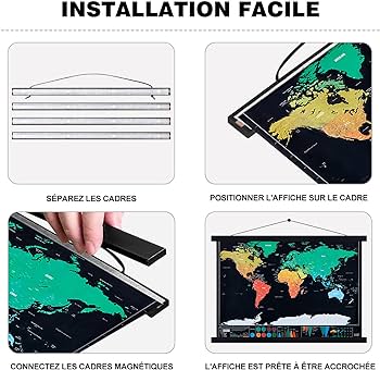 Rama Poza Ywlake B0, Rama Poster, 140 x 100 cm, 140 x 70 cm, 140 x 50 cm, Lemn magnetic, natural, pentru postere, rame magnetice, pentru agatat (140 cm, negru)