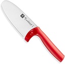 Cuțit de bucătar pentru copii ZWILLING Twinny, 10 cm, cu protecție pentru degete, oțel inoxidabil, formă rotunjită a lamei, design prietenos cu copiii, mâner din plastic, albastru
