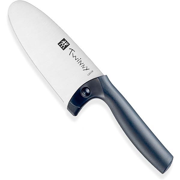Cuțit de bucătar pentru copii ZWILLING Twinny, 10 cm, cu protecție pentru degete, oțel inoxidabil, formă rotunjită a lamei, design prietenos cu copiii, mâner din plastic, albastru
