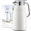 alfi SKYLINE 1.0l, alb nucă de cocos mat, ulcior de vid din oțel inoxidabil cu inserție igienica din sticlă securizată, capac cu șurub cu buton confortabil, mâner ergonomic, cu o singură mână, ideal ca o cafea