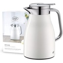 alfi SKYLINE 1.0l, alb nucă de cocos mat, ulcior de vid din oțel inoxidabil cu inserție igienica din sticlă securizată, capac cu șurub cu buton confortabil, mâner ergonomic, cu o singură mână, ideal ca o cafea