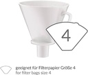 alfi AROMA PLUS, alb, filtru de cafea din portelan, pentru hartie de filtru marimea 4, filtru manual pentru balon termos, refolosibil, cafea direct in balon vidat, gura, lavabil la masina de spalat vase