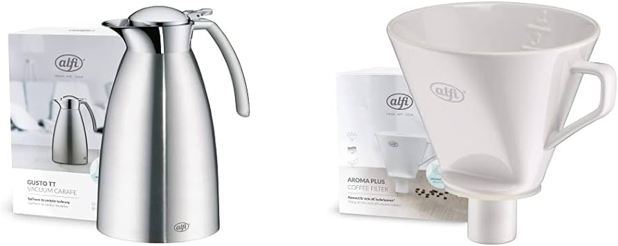 alfi AROMA PLUS, alb, filtru de cafea din portelan, pentru hartie de filtru marimea 4, filtru manual pentru balon termos, refolosibil, cafea direct in balon vidat, gura, lavabil la masina de spalat vase