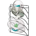 Suport capac vertical pentru oale mDesign - ustensile practice de bucătărie pentru capacele de oale și tigăi - accesorii de bucătărie la îndemână din metal - negru
