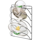 Suport capac vertical pentru oale mDesign - ustensile practice de bucătărie pentru capacele de oale și tigăi - accesorii de bucătărie la îndemână din metal - negru