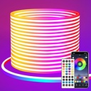 bandă LED neon segrass 15m, control APP, cu telecomandă, bandă LED neon flexibilă impermeabilă IP65, lampă cu bandă LED RGB 24V, aplicabilă dormitorului, camerei și decorațiunilor exterioare