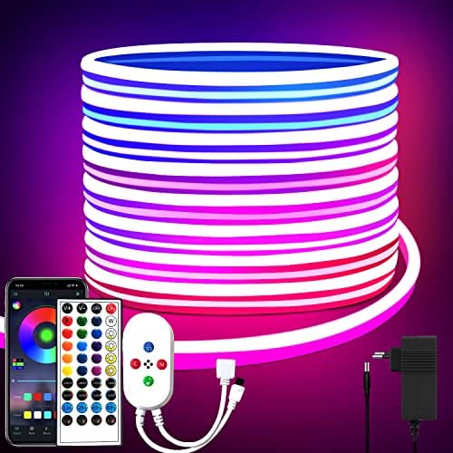 bandă LED neon segrass 15m, control APP, cu telecomandă, bandă LED neon flexibilă impermeabilă IP65, lampă cu bandă LED RGB 24V, aplicabilă dormitorului, camerei și decorațiunilor exterioare