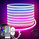 bandă LED neon segrass 15m, control APP, cu telecomandă, bandă LED neon flexibilă impermeabilă IP65, lampă cu bandă LED RGB 24V, aplicabilă dormitorului, camerei și decorațiunilor exterioare
