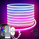 bandă LED neon segrass 15m, control APP, cu telecomandă, bandă LED neon flexibilă impermeabilă IP65, lampă cu bandă LED RGB 24V, aplicabilă dormitorului, camerei și decorațiunilor exterioare