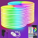 bandă LED neon segrass 15m, control APP, cu telecomandă, bandă LED neon flexibilă impermeabilă IP65, lampă cu bandă LED RGB 24V, aplicabilă dormitorului, camerei și decorațiunilor exterioare