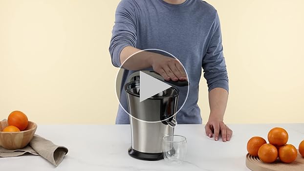 CASO CP 330 Pro - Presa de citrice de design, presa electrica si puternica de lamaie cu con de presa universal din otel inoxidabil, 160 wati, pentru toate citricele obisnuite, cu pornire automata, fara BPA
