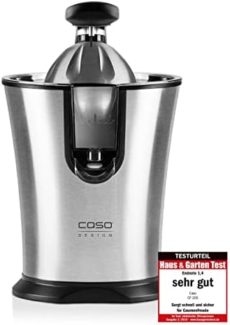 CASO CP 330 Pro - Presa de citrice de design, presa electrica si puternica de lamaie cu con de presa universal din otel inoxidabil, 160 wati, pentru toate citricele obisnuite, cu pornire automata, fara BPA