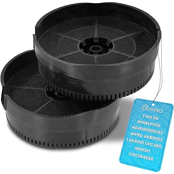 DL-pro 2 x filtru de carbon activ Filtru de carbon pentru Whirlpool 484000008782 Tip 58 Ikea Nyttig FIL 220 CFC0038000 DG81-02468A hota extractiva