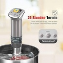 KitchenBoss Sous-Vide Cooker Sous-Vide Stick: Rețete LCD colorate | G321 Argint | Ultra-silențios | Motor DC fără perii | 1100 wați | IPX7 rezistent la apa