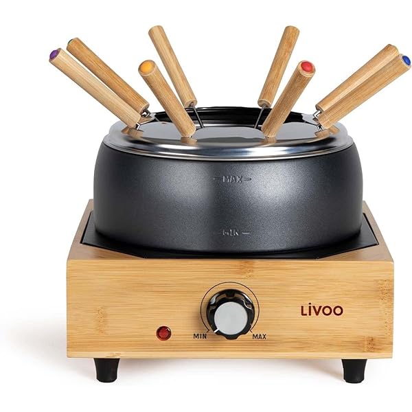 Set electric Russell Hobbs [fondue de brânză, fondue de ciocolată sau fondue de ulei/bulion] Fiesta (inclusiv 6 furculițe colorate, lavabil la mașina de spălat vase și oală de 1,2 l din oțel inoxidabil, 1200 W) 22560-56