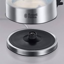 Fierbător electric Russell Hobbs Purity - 1 litru, 2200 W, filtru Brita, indicator de schimbare a cartuşului, iluminare albastră, plastic, detalii din oţel inoxidabil, argintiu - 22850-70