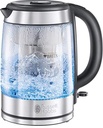 Fierbător electric Russell Hobbs Purity - 1 litru, 2200 W, filtru Brita, indicator de schimbare a cartuşului, iluminare albastră, plastic, detalii din oţel inoxidabil, argintiu - 22850-70