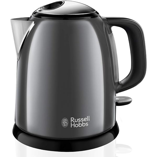 Fierbător electric Russell Hobbs Purity - 1 litru, 2200 W, filtru Brita, indicator de schimbare a cartuşului, iluminare albastră, plastic, detalii din oţel inoxidabil, argintiu - 22850-70