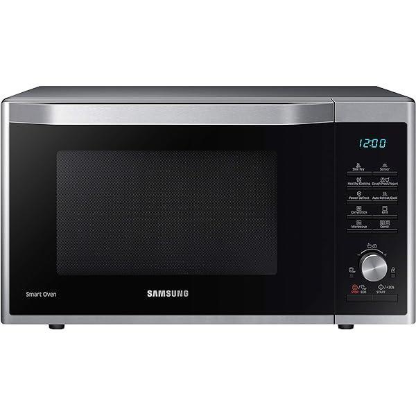 Cuptor cu microunde combinat Samsung MC32J7055CT/EG cu grătar și aer cald, 900 W, cameră de gătit 32 ℓ (extra mare), 52,3 cm lățime, prăjire subțire, program aluat drojdie/iaurt, argintiu