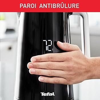 Fierbător electric Tefal KO8508 Smart'n Light | Setarea temperaturii | ceai | Afișaj digital | 30 min. Funcția de menținere la cald | Oprire automată | Capacitate 1.7L | Construcție cu perete dublu | Negru