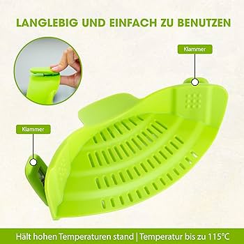 Sita ZAIGON din silicon alimentar - accesorii de bucatarie - 100% fara BPA - sita pentru paste si ajutor pentru turnarea pastelor, fructelor, legumelor - lavabila in masina de spalat vase - perfecta pentru tigai, oale si boluri