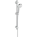 GROHE Sină de duș universală (600 mm, cu suporturi de perete, glisoare și piesă de îmbinare, atașare rapidă, variabilă pentru adaptarea la găurile existente), crom, 27724000